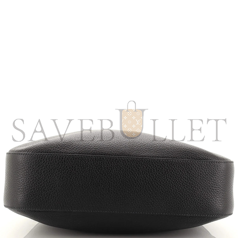 PRADA LOGO STRAP SHOUDLER BAG LEATHER MEDIUM BLACK 1BC178 (32*25.5*7.5cm)